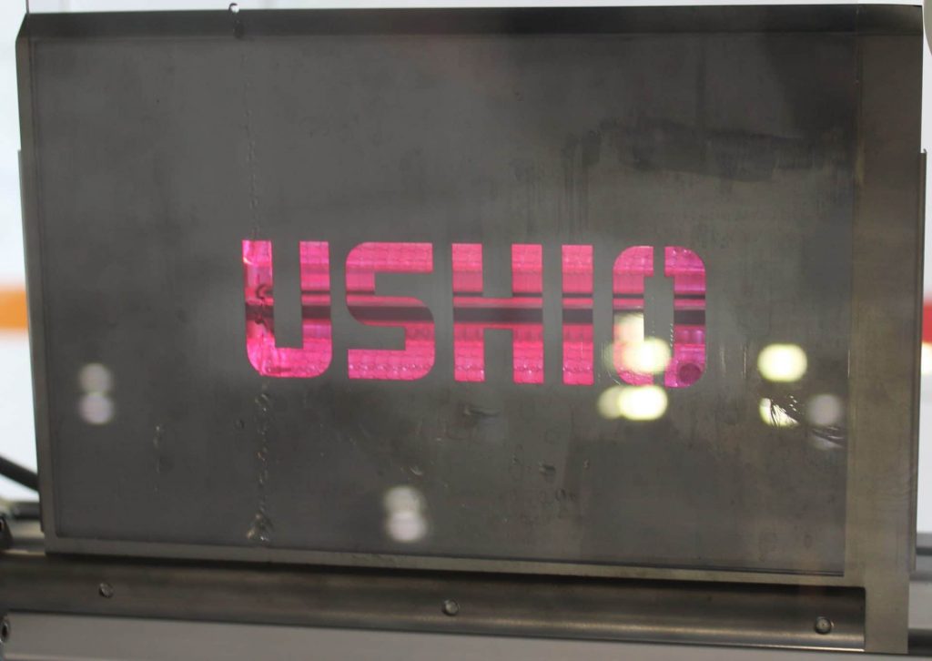 A close up of the Ushio Excimer Demonstrator in action