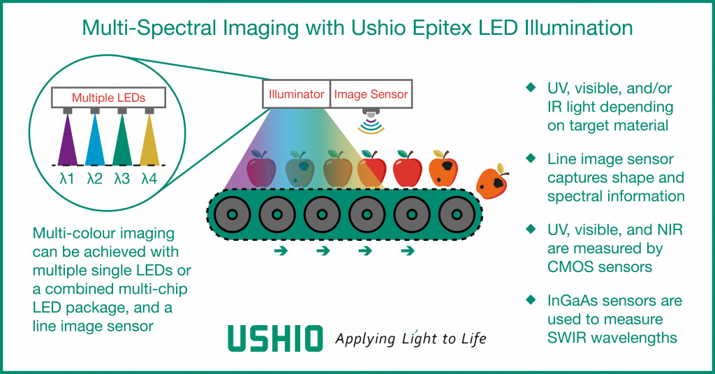 Multi-spectral imaging with Ushio Epitex LEDs in food sorting applications