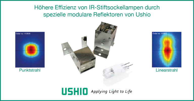Höhere Effizienz von IR-Stiftsockellampen durch spezielle modulare Reflektoren von Ushio